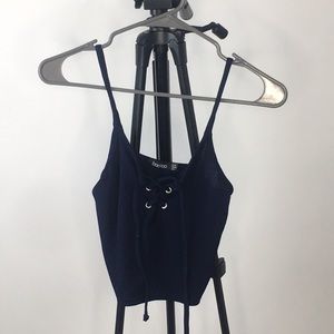 Blue Lace Up Crop Cami S/M